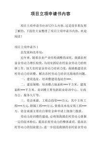 项目立项申请书内容