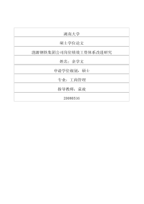 涟源钢铁集团公司岗位绩效工资体系改进研究