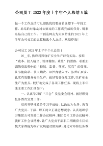 公司员工2022年度上半年个人总结5篇