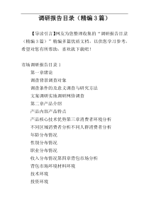 调研报告目录（精编3篇）