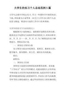 大学生的实习个人总结范例5篇