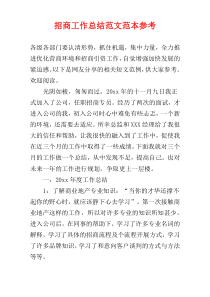 招商工作总结范文范本参考