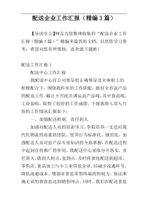 配送企业工作汇报（精编3篇）