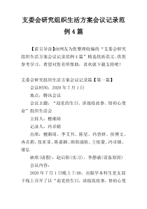 支委会研究组织生活方案会议记录范例4篇