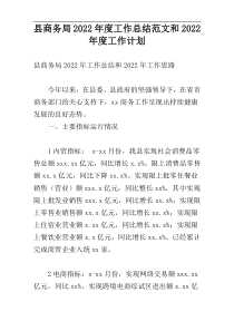 县商务局2022年度工作总结范文和2022年度工作计划