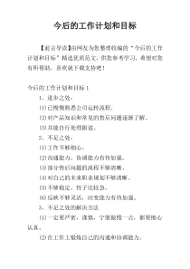 今后的工作计划和目标