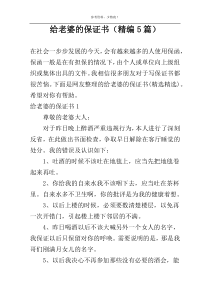 给老婆的保证书（精编5篇）
