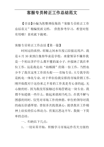 客服专员转正工作总结范文