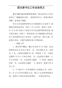 ​团支部书记工作总结范文