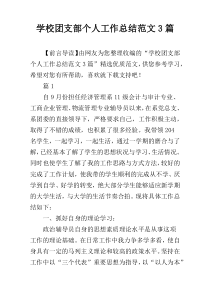 学校团支部个人工作总结范文3篇