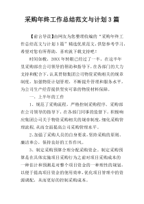 采购年终工作总结范文与计划3篇