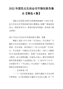 2022年度民主生活会召开情况报告集合【精选4篇】