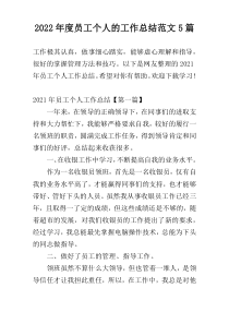 2022年度员工个人的工作总结范文5篇