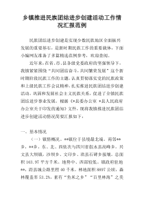 乡镇推进民族团结进步创建活动工作情况汇报范例