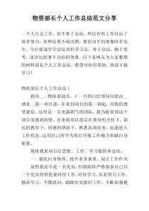 物资部长个人工作总结范文参考