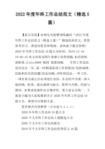 2022年度年终工作总结范文（精选5篇）