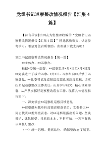 党组书记巡察整改情况报告【汇集4篇】