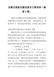 巡察反馈意见整改落实方案范例（最新4篇）