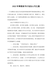 2022年寒假读书计划怎么写五篇