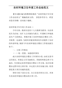 农村环境卫生年度工作总结范文