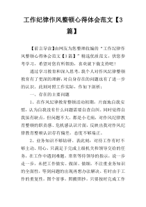 工作纪律作风整顿心得体会范文【3篇】