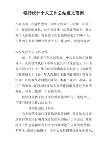 银行统计个人工作总结范文范例