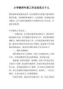 小学教师年度工作总结范文个人