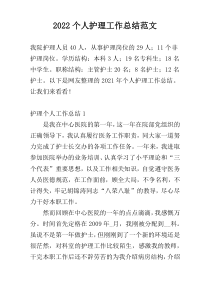 2022个人护理工作总结范文