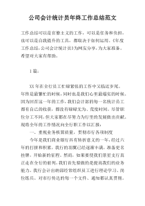 公司会计统计员年终工作总结范文