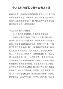 个人实训方面的心得体会范文5篇