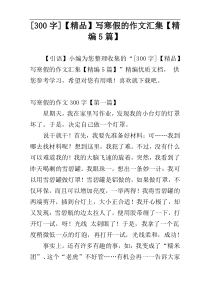 [300字]【精品】写寒假的作文汇集【精编5篇】