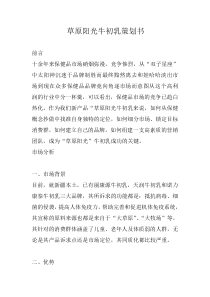 草原阳光牛初乳策划书
