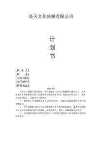 昊天文化传媒有限公司创业计划书
