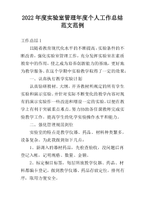 2022年度实验室管理年度个人工作总结范文范例