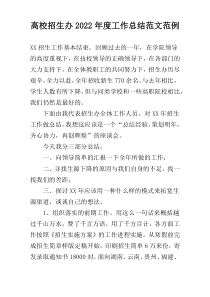 高校招生办2022年度工作总结范文范例