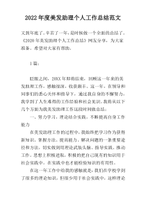 2022年度美发助理个人工作总结范文