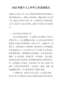 2022年度个人上半年工作总结范文
