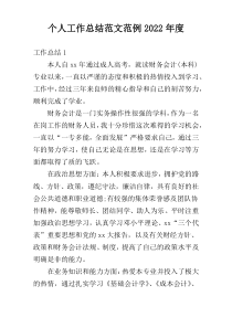 个人工作总结范文范例2022年度