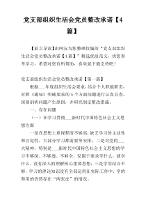 党支部组织生活会党员整改承诺【4篇】