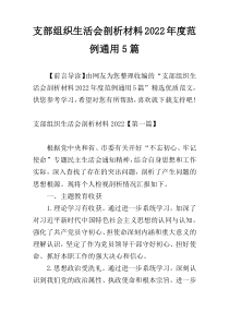 支部组织生活会剖析材料2022年度范例通用5篇