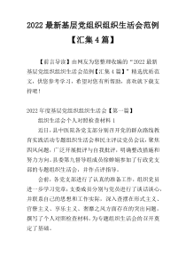 2022最新基层党组织组织生活会范例【汇集4篇】