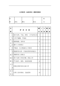 公司职员(业务单位)绩效考核表