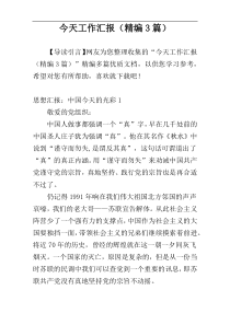 今天工作汇报（精编3篇）