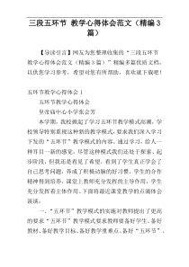三段五环节 教学心得体会范文（精编3篇）