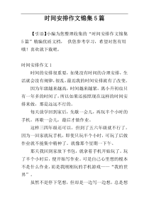 时间安排作文锦集5篇