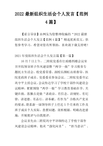 2022最新组织生活会个人发言【范例4篇】