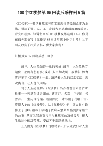 100字红楼梦第85回读后感样例5篇