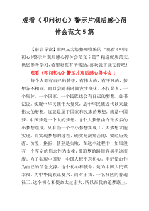 观看《叩问初心》警示片观后感心得体会范文5篇