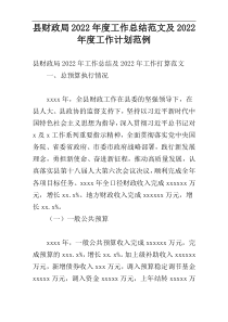 县财政局2022年度工作总结范文及2022年度工作计划范例