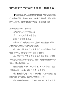 加气站安全生产大检查总结（精编3篇）
